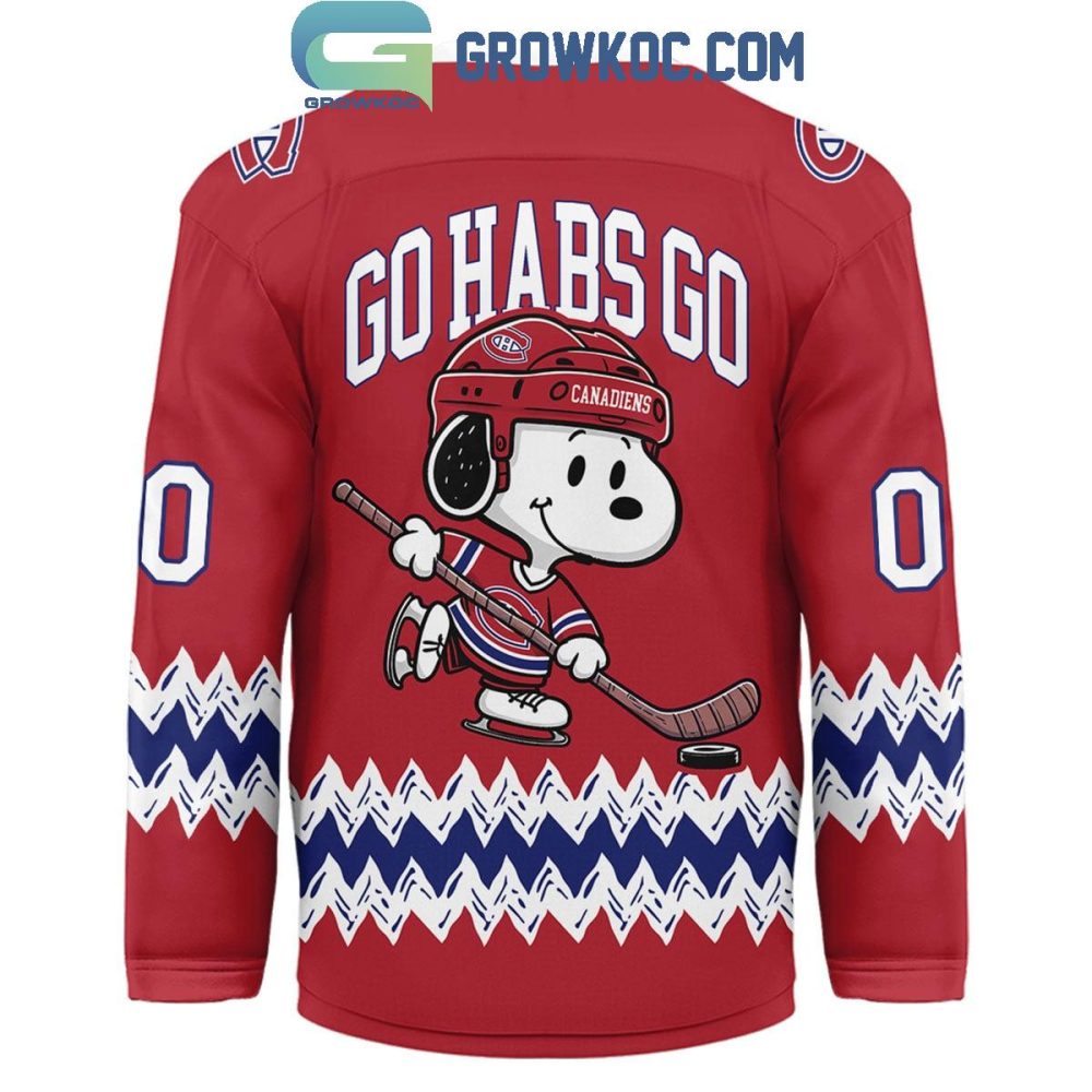 Montreal Canadiens Snoopy Peanuts Go Habs Go Hockey Jersey - Image 3