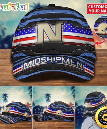 Ncaa Navy Midshipmen Baseball Cap Flag Custom Name Cap