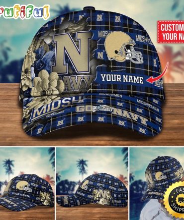 Ncaa Navy Midshipmen Baseball Cap Flower Custom Name Cap