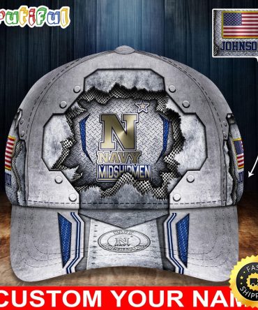 Ncaa Navy Midshipmen Baseball Cap Silver Metalic Pattern Baseball Cap