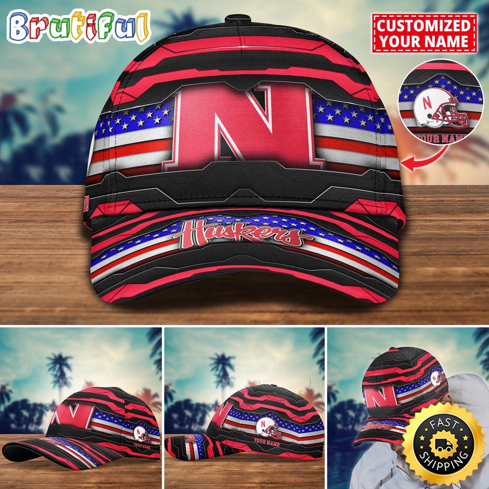 Ncaa Nebraska Cornhuskers Baseball Cap Flag Custom Name Cap