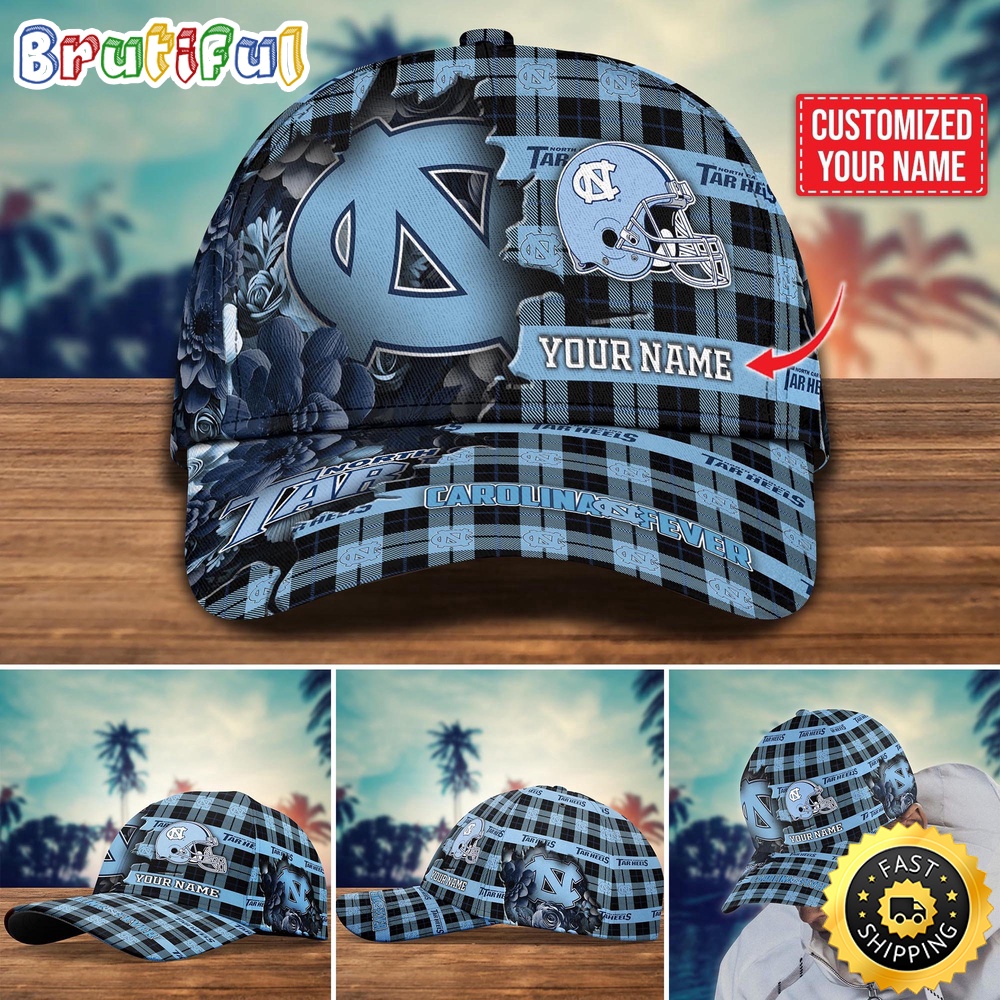 Ncaa North Carolina Tar Heels Baseball Cap Flower Custom Name Cap