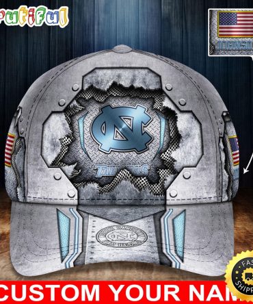 Ncaa North Carolina Tar Heels Baseball Cap Silver Metalic Pattern Baseball Cap