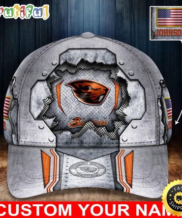 Ncaa Oregon State Beavers Baseball Cap Silver Metalic Pattern Baseball Cap