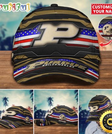Ncaa Purdue Boilermakers Baseball Cap Flag Custom Name Cap