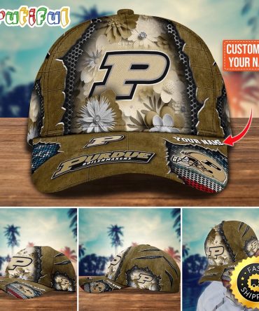 Ncaa Purdue Boilermakers Baseball Cap Flag Flower Custom Name Cap
