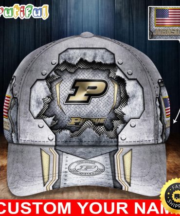 Ncaa Purdue Boilermakers Baseball Cap Silver Metalic Pattern Baseball Cap