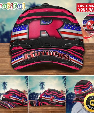 Ncaa Rutgers Scarlet Knights Baseball Cap Flag Custom Name Cap