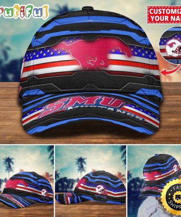 Ncaa Smu Mustangs Baseball Cap Flag Custom Name Cap