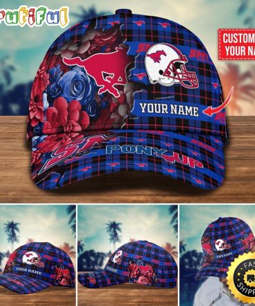 Ncaa Smu Mustangs Baseball Cap Flower Custom Name Cap