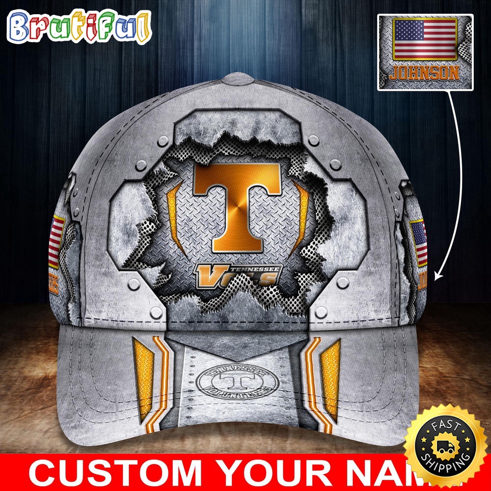 Ncaa Tennessee Volunteers Baseball Cap Silver Metalic Pattern Baseball Cap