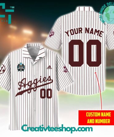 Ncaa Texas A&M Aggies College World Series Pinstripes Hawaiian Shirt