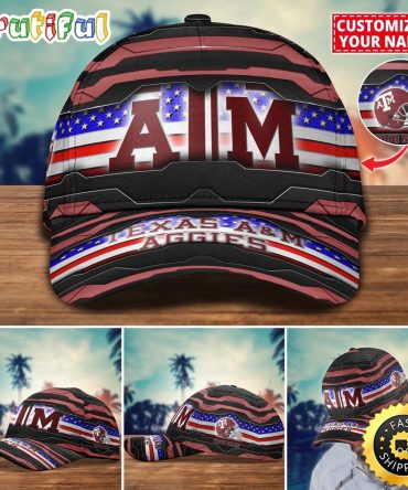 Ncaa Texas A&Ampm Aggies Baseball Cap Flag Custom Name Cap