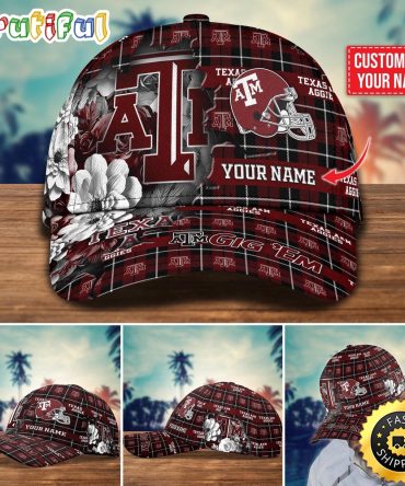 Ncaa Texas A&Ampm Aggies Baseball Cap Flower Custom Name Cap