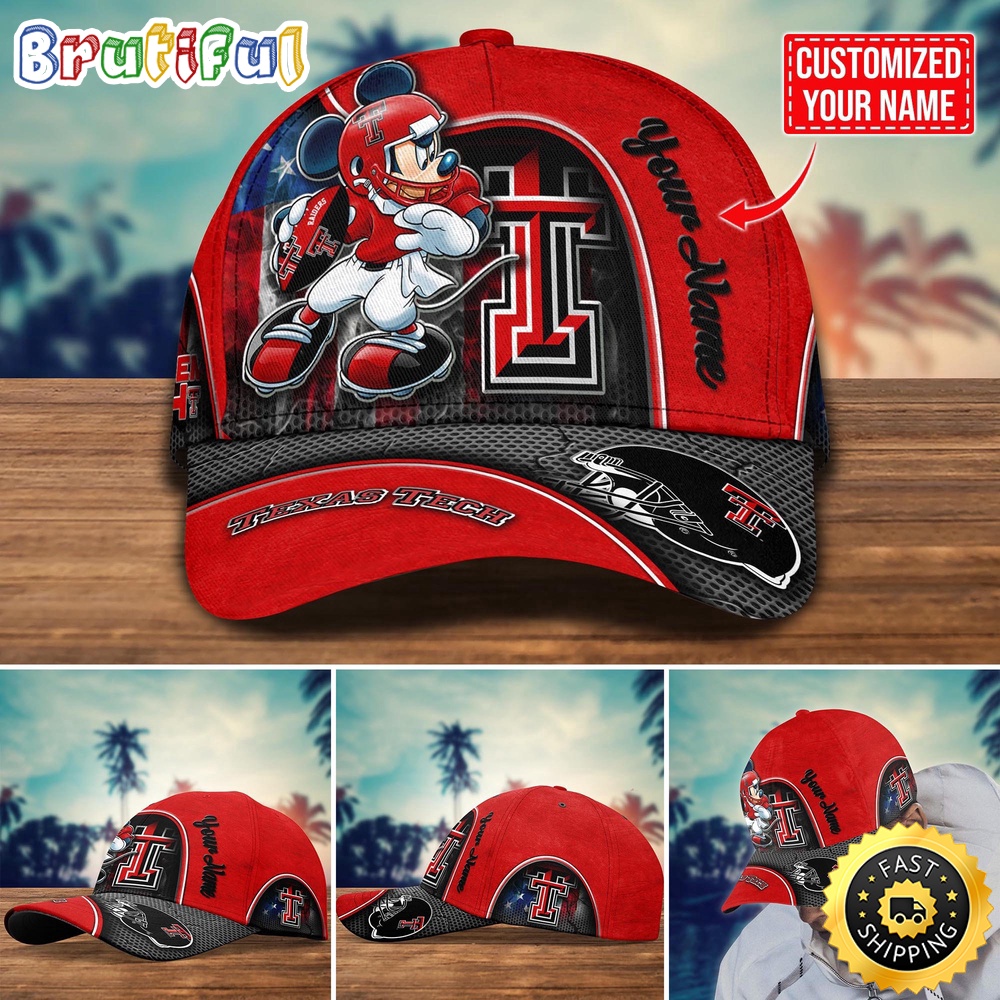 Ncaa Texas Tech Red Raiders Baseball Cap Mickey Mouse Custom Cap For Fans