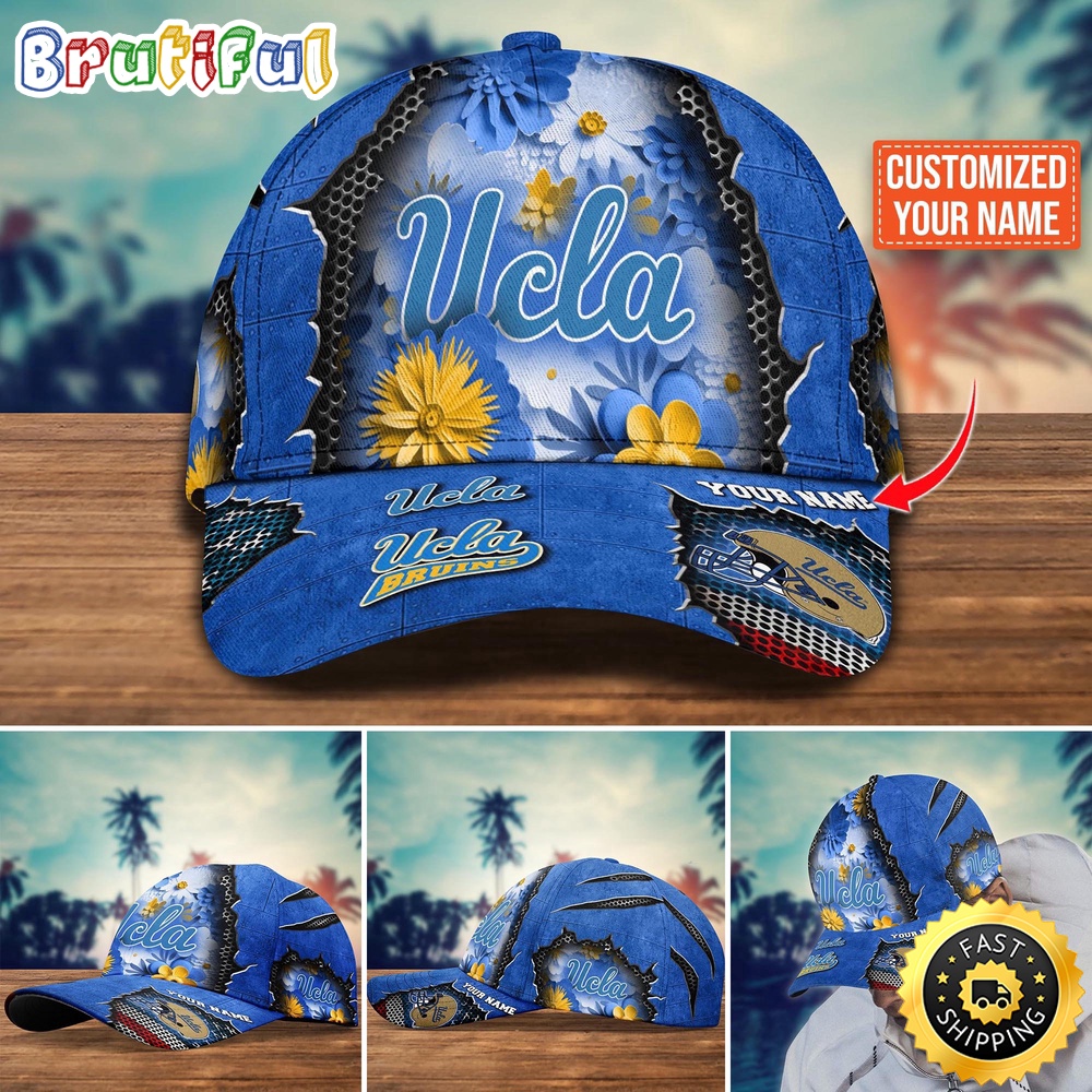 Ncaa Ucla Bruins Baseball Cap Flag Flower Custom Name Cap