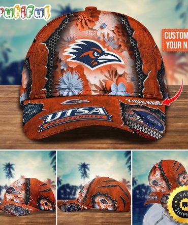 Ncaa Utsa Roadrunners Baseball Cap Flag Flower Custom Name Cap
