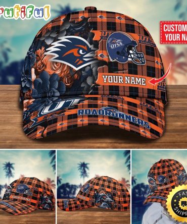 Ncaa Utsa Roadrunners Baseball Cap Flower Custom Name Cap