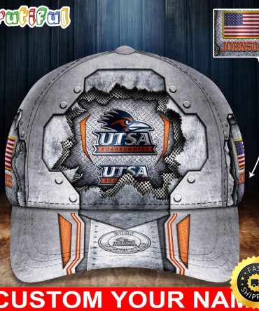 Ncaa Utsa Roadrunners Baseball Cap Silver Metalic Pattern Baseball Cap