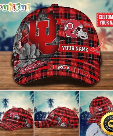 Ncaa Utah Utes Baseball Cap Flower Custom Name Cap