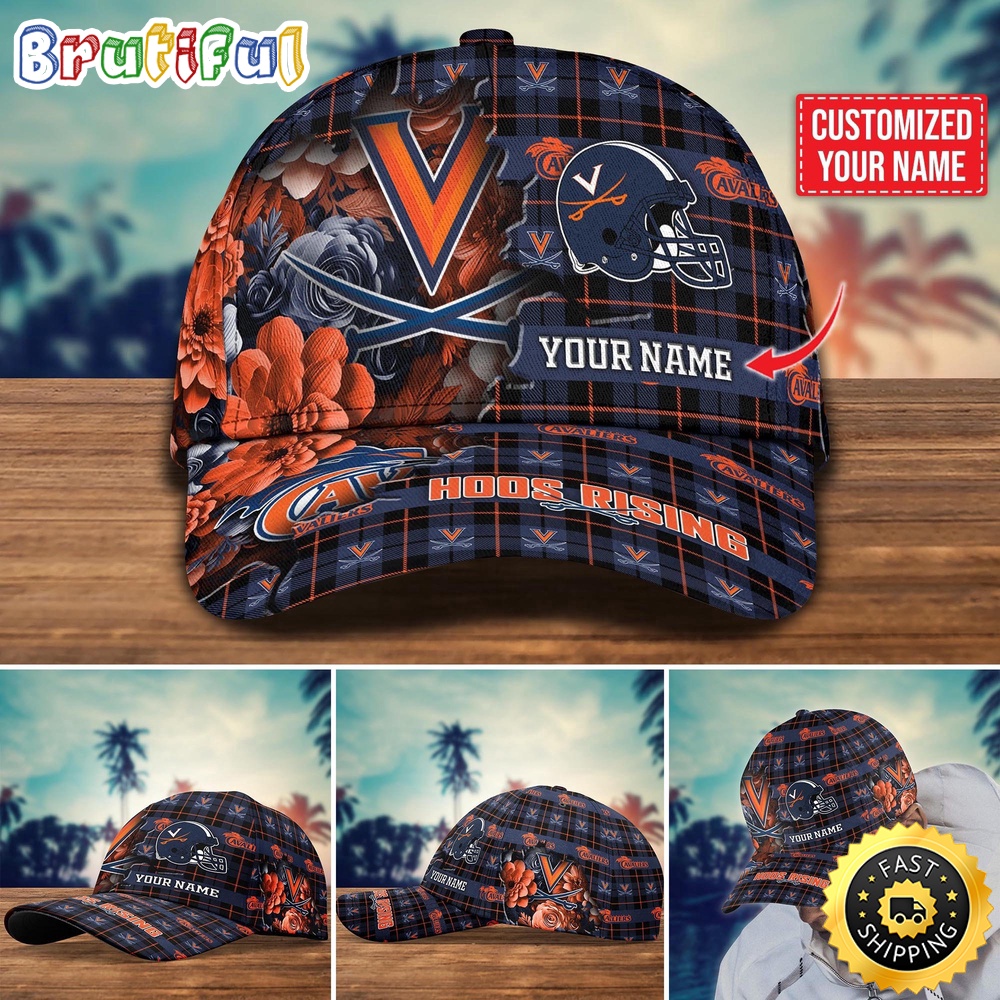 Ncaa Virginia Cavaliers Baseball Cap Flower Custom Name Cap