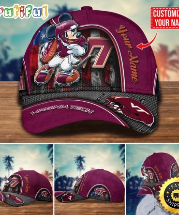 Ncaa Virginia Tech Hokies Baseball Cap Mickey Mouse Custom Cap For Fans
