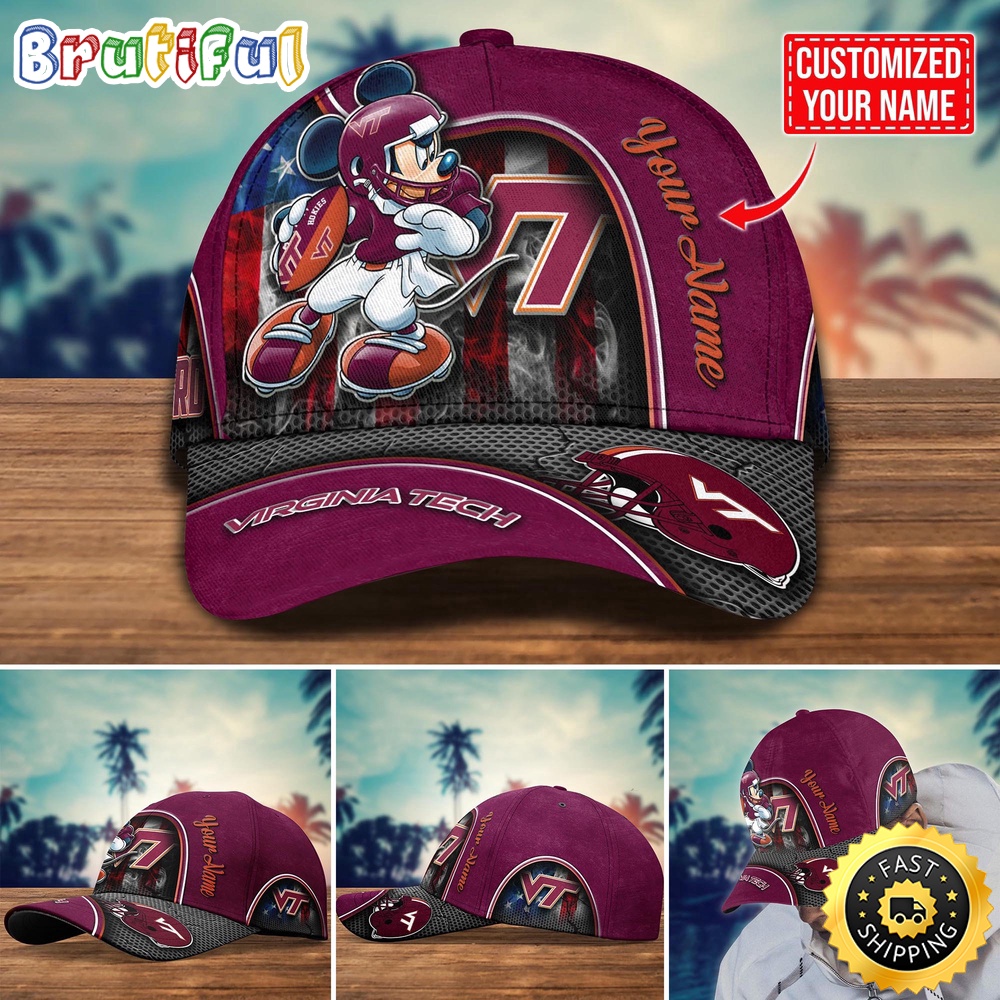 Ncaa Virginia Tech Hokies Baseball Cap Mickey Mouse Custom Cap For Fans