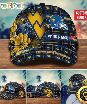 Ncaa West Virginia Mountaineers Baseball Cap Flower Custom Name Cap