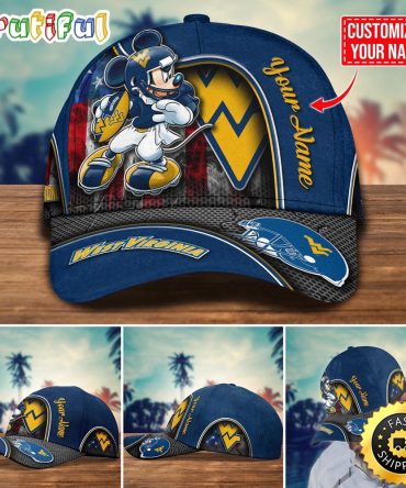 Ncaa West Virginia Mountaineers Baseball Cap Mickey Mouse Custom Cap For Fans