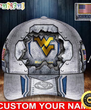 Ncaa West Virginia Mountaineers Baseball Cap Silver Metalic Pattern Baseball Cap