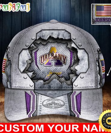Ncaa Albany Great Danes Baseball Cap Silver Metalic Pattern Baseball Cap