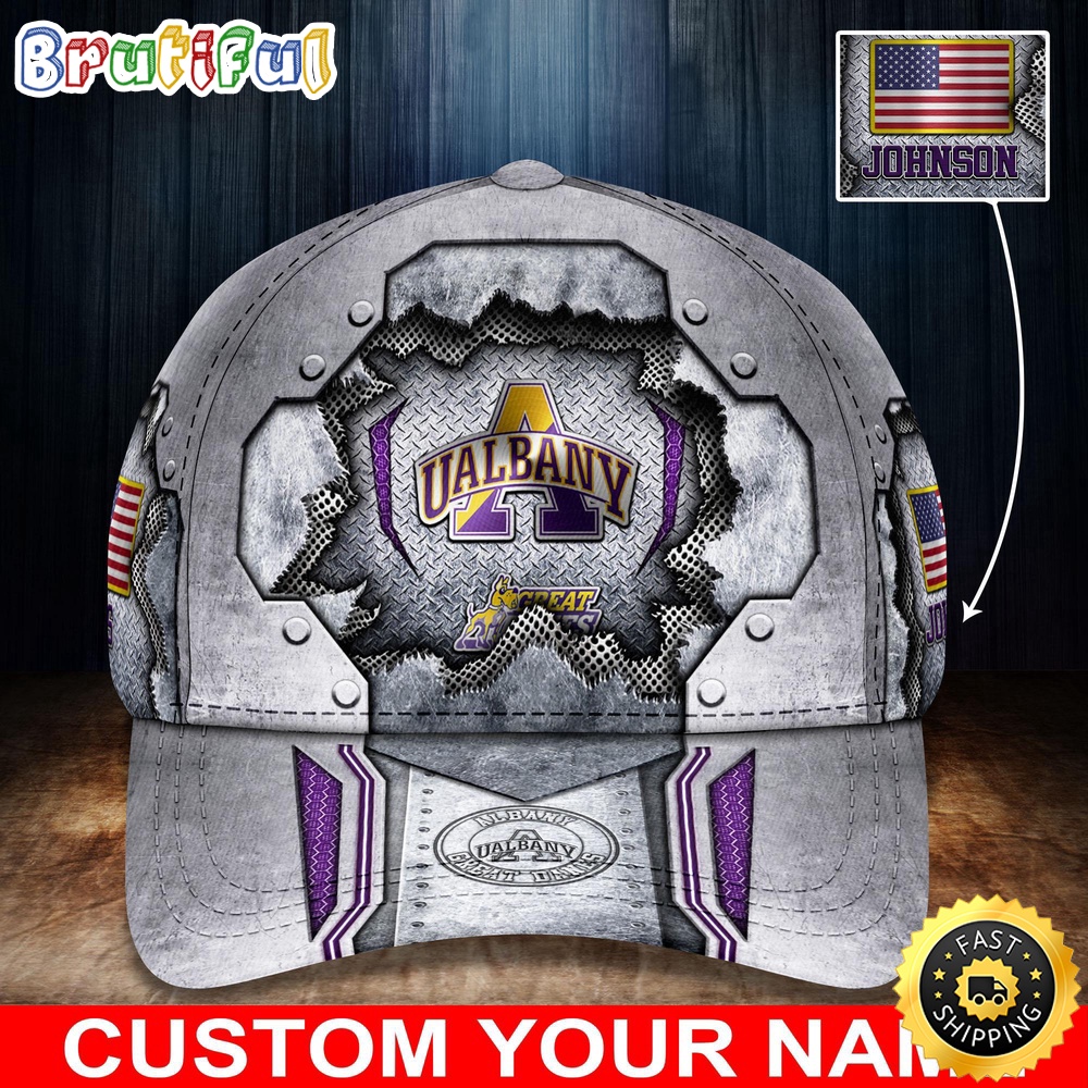 Ncaa Albany Great Danes Baseball Cap Silver Metalic Pattern Baseball Cap