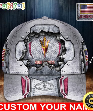 Ncaa Arizona State Sun Devils Baseball Cap Silver Metalic Pattern Baseball Cap