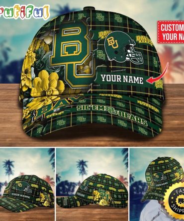 Ncaa Baylor Bears Baseball Cap Flower Custom Name Cap