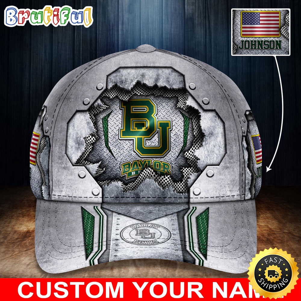 Ncaa Baylor Bears Baseball Cap Silver Metalic Pattern Baseball Cap