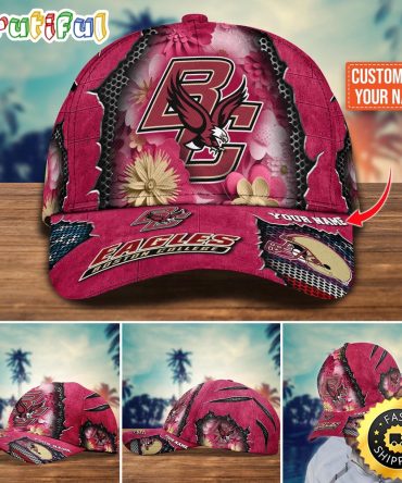 Ncaa Boston College Eagles Baseball Cap Flag Flower Custom Name Cap