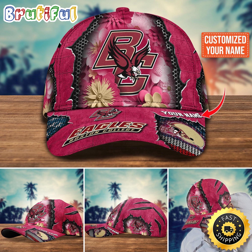Ncaa Boston College Eagles Baseball Cap Flag Flower Custom Name Cap