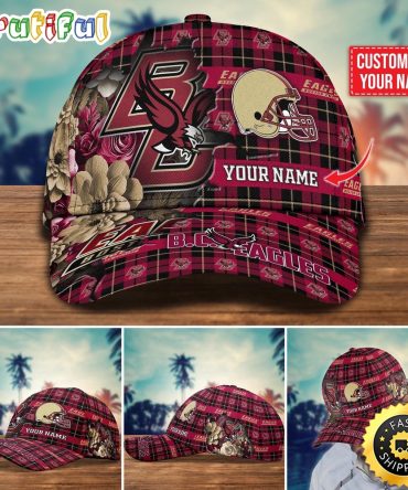 Ncaa Boston College Eagles Baseball Cap Flower Custom Name Cap