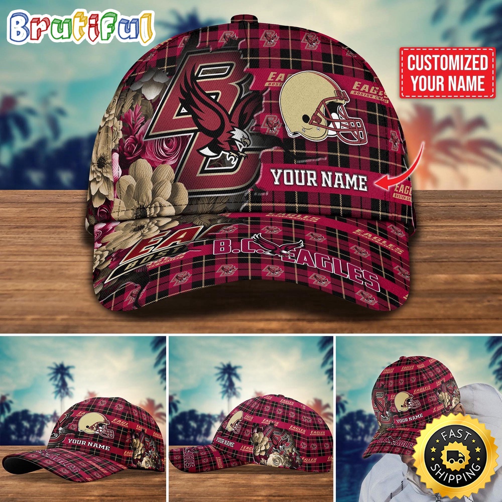 Ncaa Boston College Eagles Baseball Cap Flower Custom Name Cap
