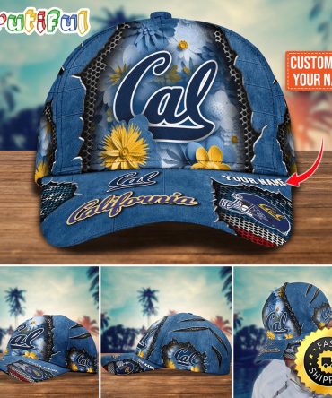 Ncaa California Golden Bears Baseball Cap Flag Flower Custom Name Cap