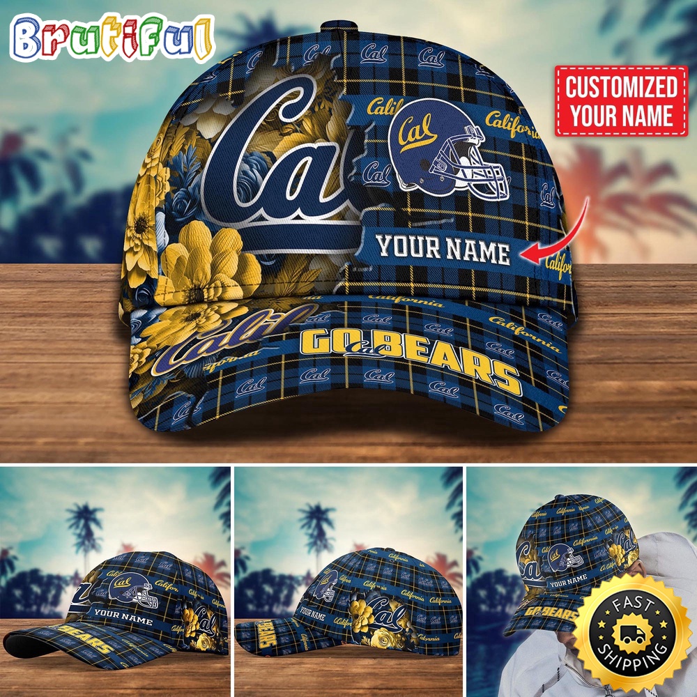 Ncaa California Golden Bears Baseball Cap Flower Custom Name Cap