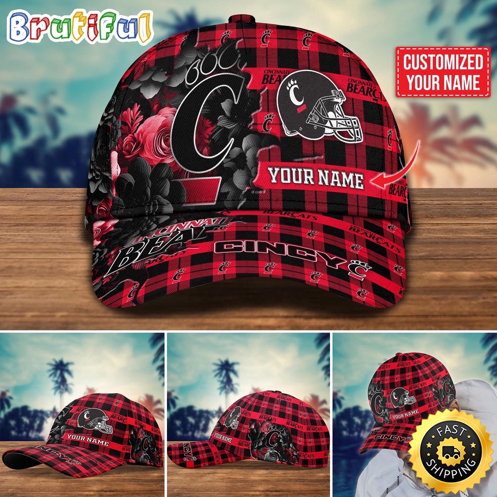 Ncaa Cincinnati Bearcats Baseball Cap Flower Custom Name Cap
