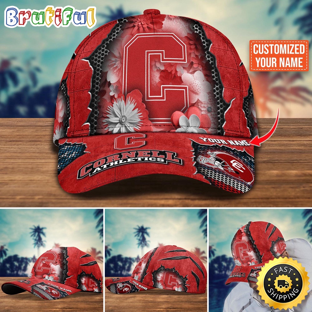 Ncaa Cornell Big Red Baseball Cap Flag Flower Custom Name Cap
