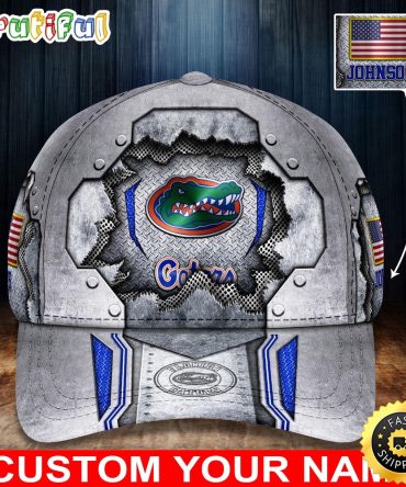 Ncaa Florida Gators Baseball Cap Silver Metalic Pattern Baseball Cap