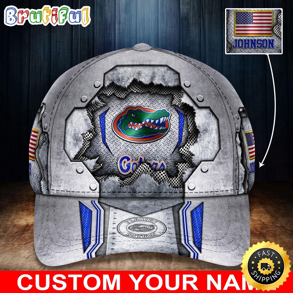 Ncaa Florida Gators Baseball Cap Silver Metalic Pattern Baseball Cap