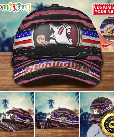 Ncaa Florida State Seminoles Baseball Cap Flag Custom Name Cap