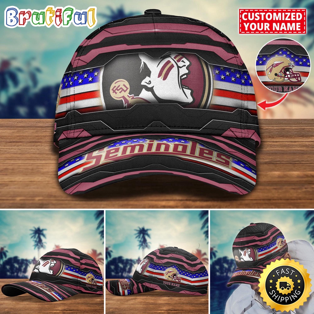 Ncaa Florida State Seminoles Baseball Cap Flag Custom Name Cap