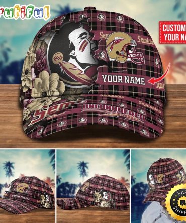 Ncaa Florida State Seminoles Baseball Cap Flower Custom Name Cap