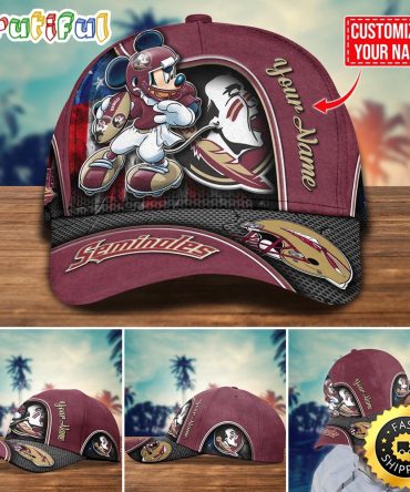 Ncaa Florida State Seminoles Baseball Cap Mickey Mouse Custom Cap For Fans