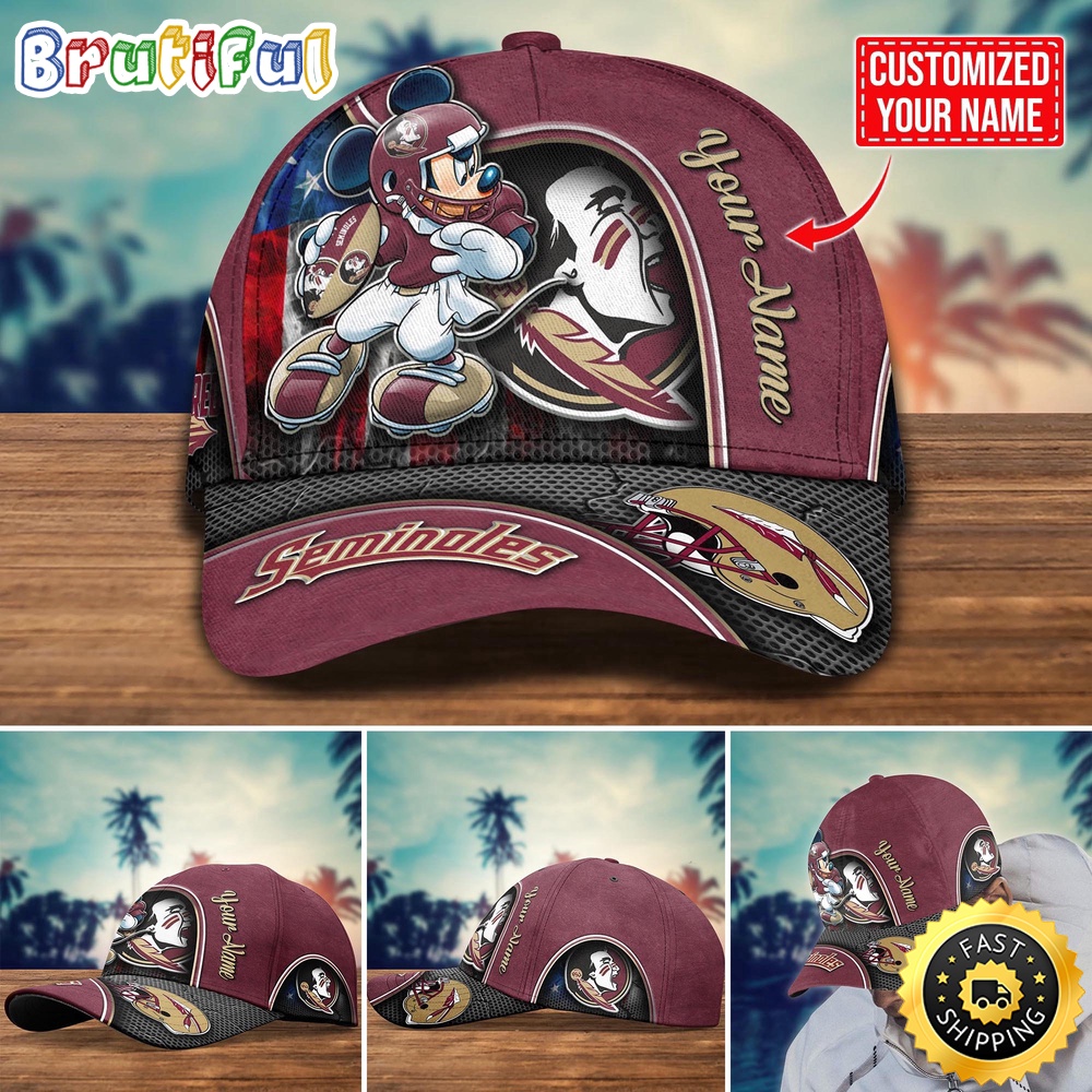 Ncaa Florida State Seminoles Baseball Cap Mickey Mouse Custom Cap For Fans